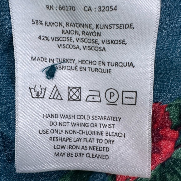 Anthropologie Maeve Kalas Henley 3/4 Sleeve Teal Floral Blouse Medium - Picture 16 of 16